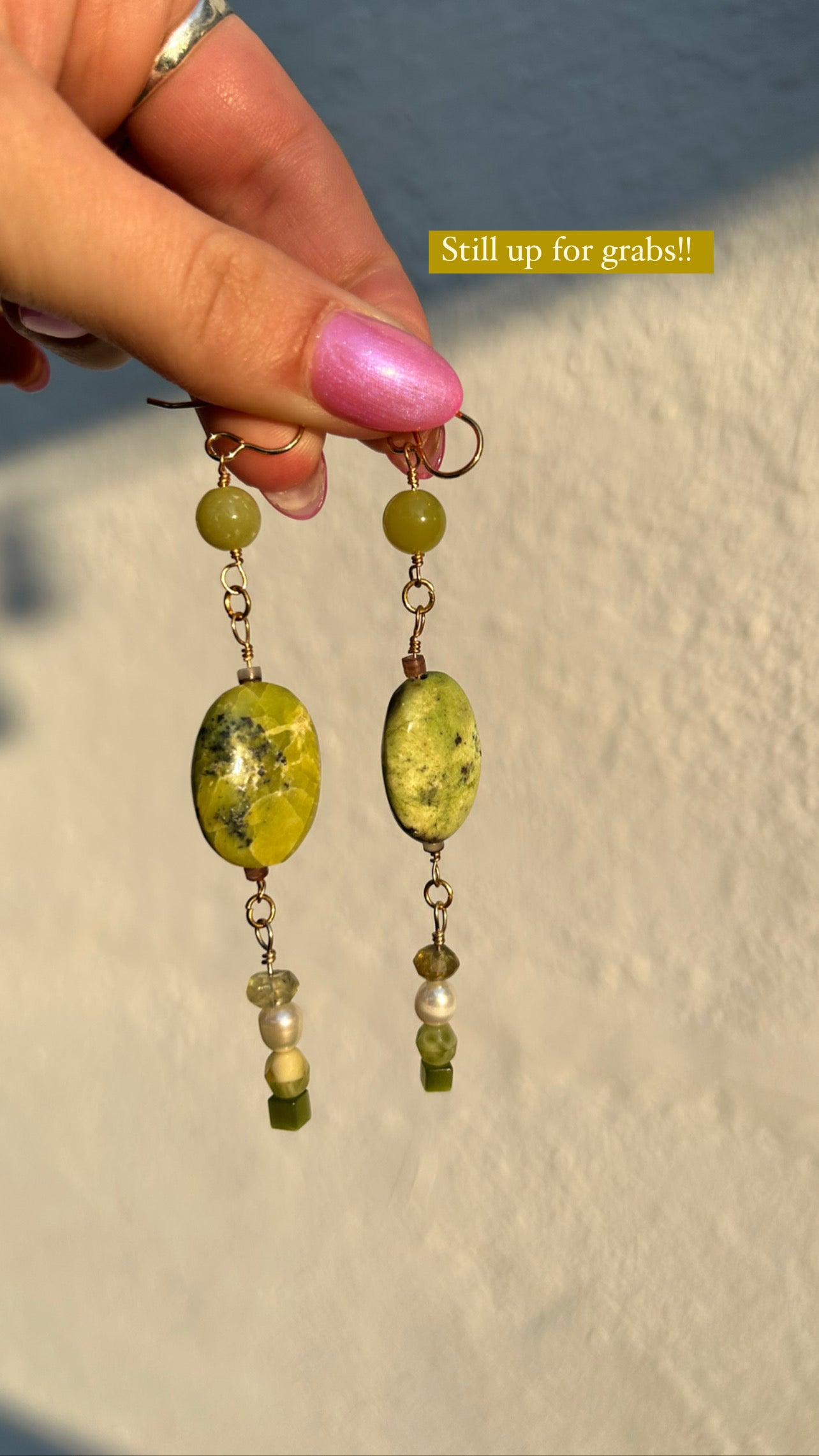 Green stone earrings